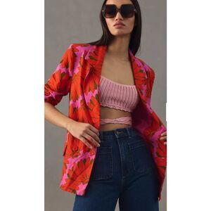 NWOT FARM RIO  Copacabana Notched-Lapel Linen-Blend Blazer, XL $268